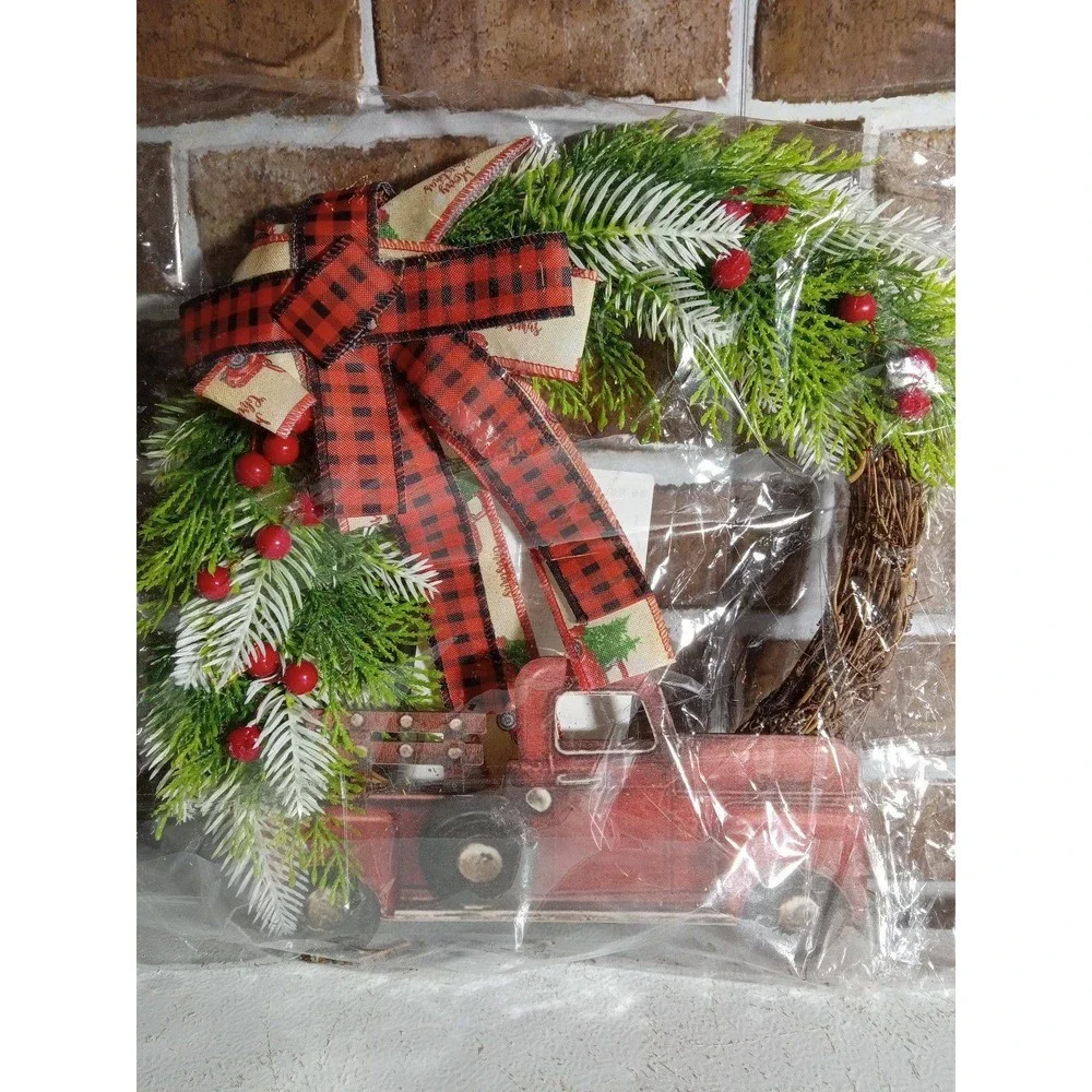 Red Truck Christmas Wreath 13x13